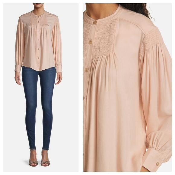 NWT REBECCA TAYLOR LS Twill Blouse in Ballet Size S 100% Viscose Button-Front - Picture 12 of 12